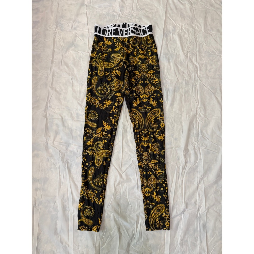 Versace Jeans Couture Baroque Print Logo Waistband Leggings Women's Size S/M